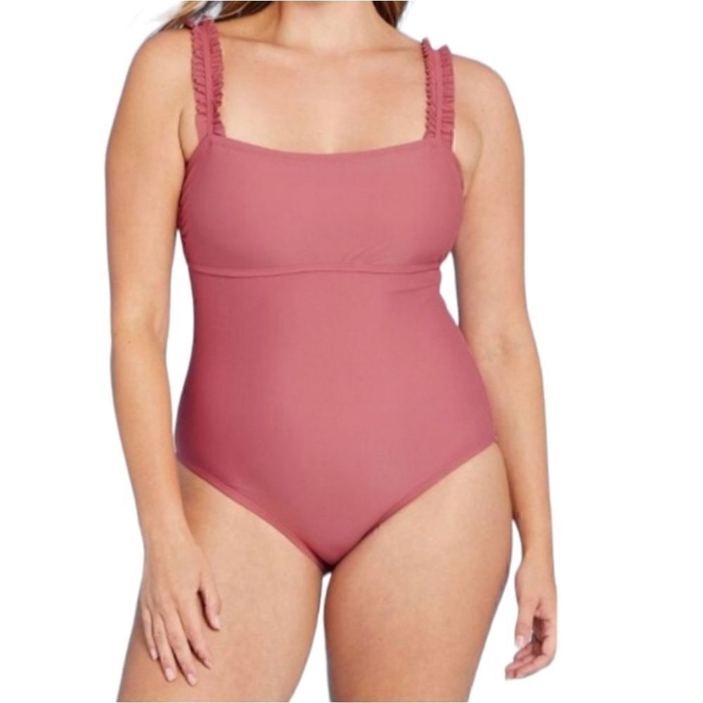 NWOT KONA SOL RUFFLE STRAP ONE PIECE SWIMSUIT WITH REMOVABLE PADS SZ.L
